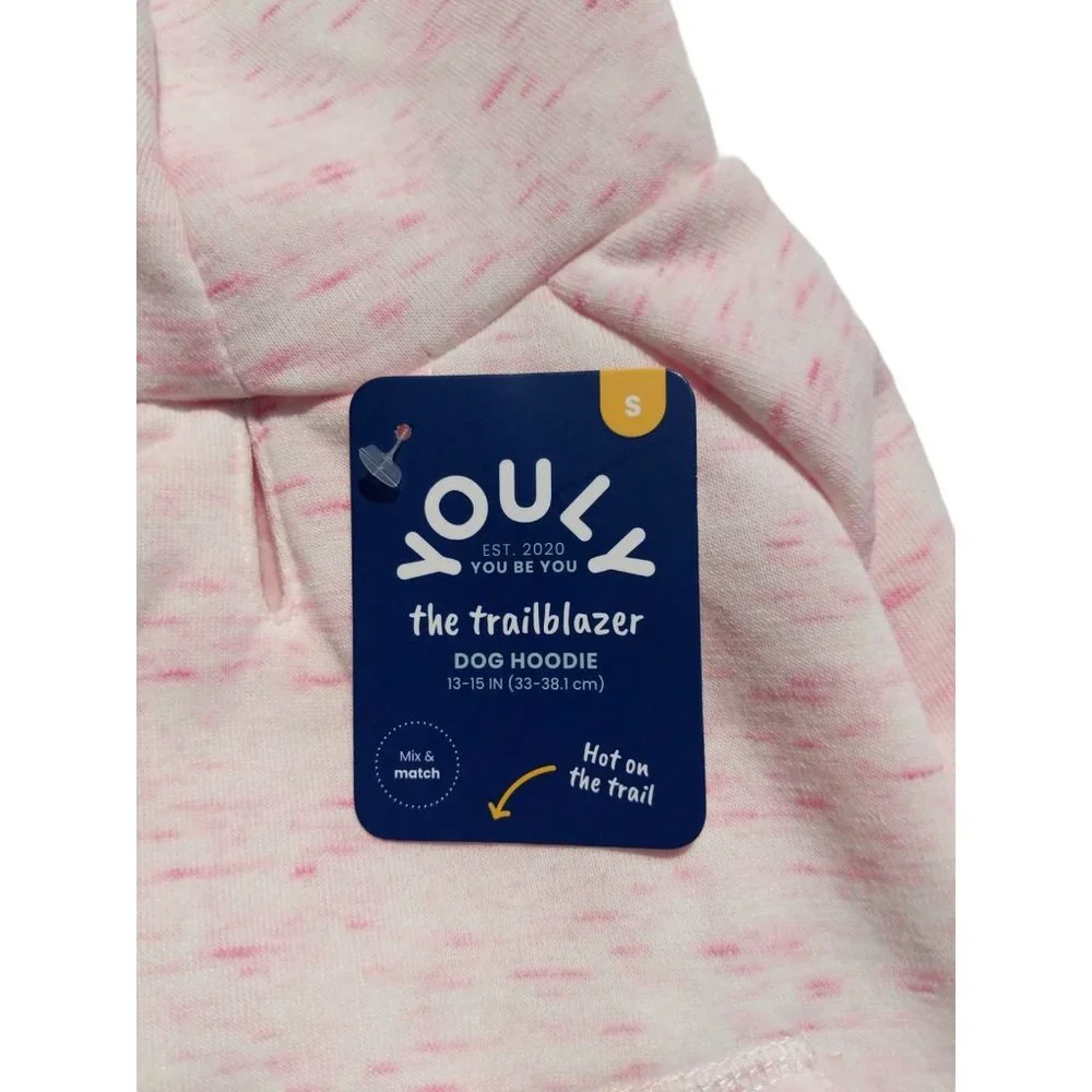 YOULY Trailblazer Small Pink Space Dye Dog Hoodie with Pocket New Pet Apparel